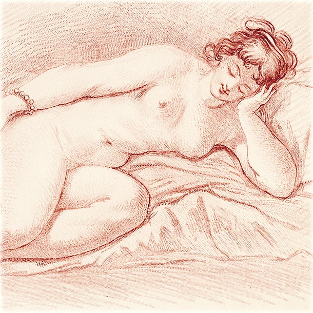 Femme Nue Couchée Sur Le Côté, Appuyant Son Visage Sur Sa Main – Image 3