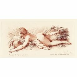 Femme Nue Couchée Sur Le Ventre Tenant Un Vase