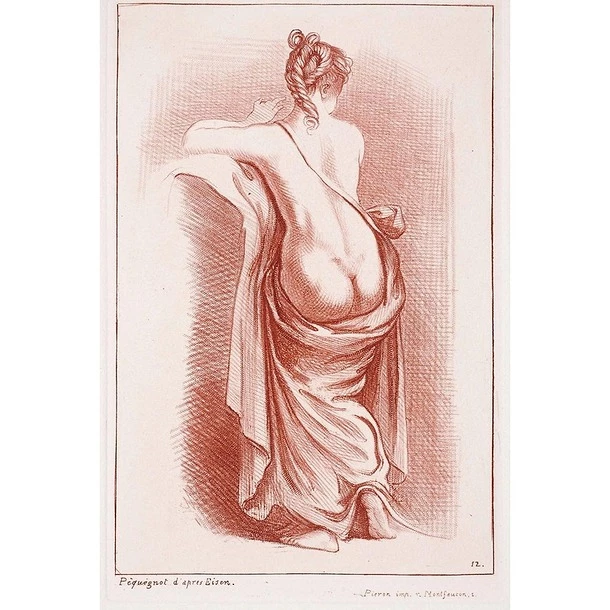Femme à Demi Nue De Dos - Auguste Péquégnot