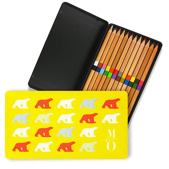 Boîte De Crayons De Couleur Duo Ours Blanc Pompon