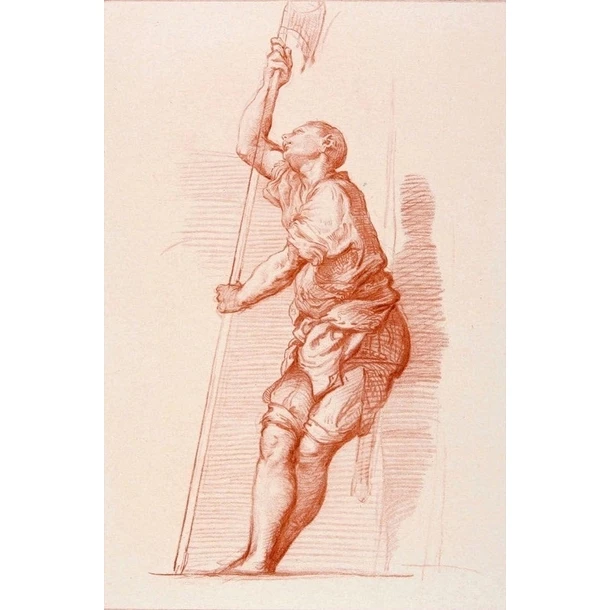 Homme Appuyé Contre Un Mur Et Tenant Une Hallebarde - Titien