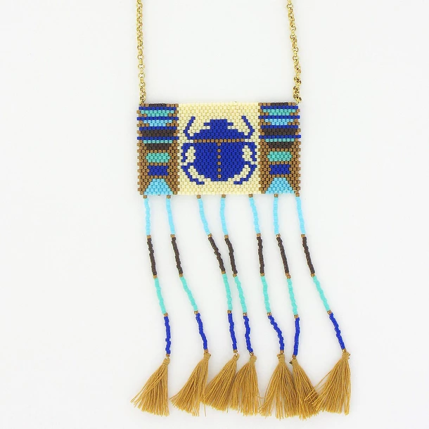 Collier Égypte Scarabée Miyuki Résille – Image 2