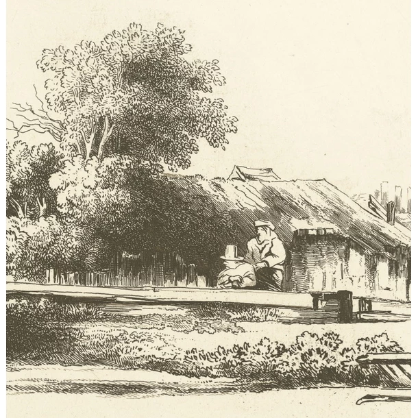 Hameau Aux Maisons De Bois, Entouré De Quelques Arbres - Rembrandt – Image 3