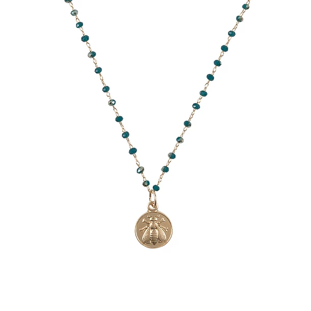 Collier Abeille - Bleu Canard