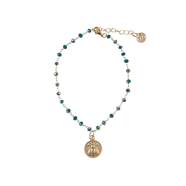 Bracelet Abeille - Bleu Canard