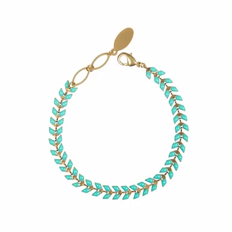 Bracelet Vincent Van Gogh Avec Feuilles En émail Turquoise - Ellen Beekmans®