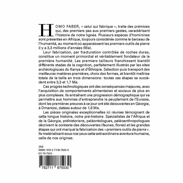 Homo Faber - 2 Millions D'années D'histoire De La Pierre Taillée - De L'Afrique Aux Portes De L'Europe - Catalogue D'exposition – Image 2