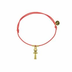 Bracelet élastique Avec Charm Égyptien - Croix De Vie - Rose