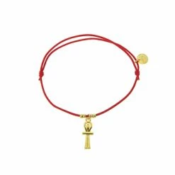 Bracelet élastique Avec Charm Égyptien - Croix De Vie - Rouge
