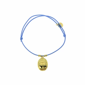Bracelet élastique Avec Charm Égyptien - Scarabée - Bleu Ciel