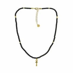 Collier Croix De Vie - Perles D'onyx