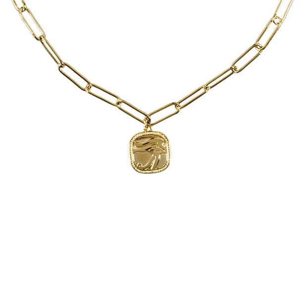 Collier Avec Chaîne Maille Trombone - Pendentif Œil égyptien – Image 3