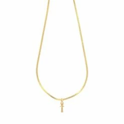 Collier-pendentif Égyptien Croix De Vie - Chaîne Miroir 45 Cm