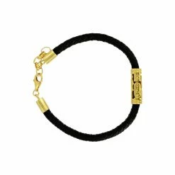 Bracelet En Cuir Avec Sceau Cylindre Doré
