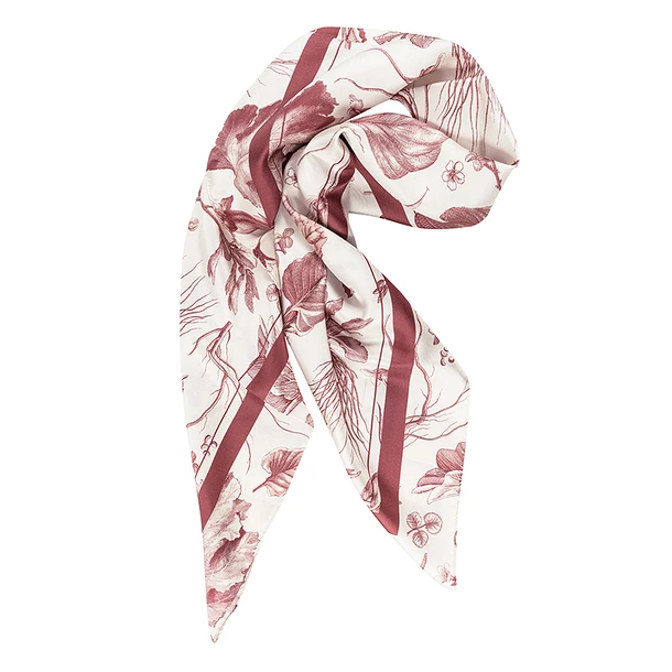 Carré De Soie Rouge Herbier Du Roi - Maison Baluchon – Image 2