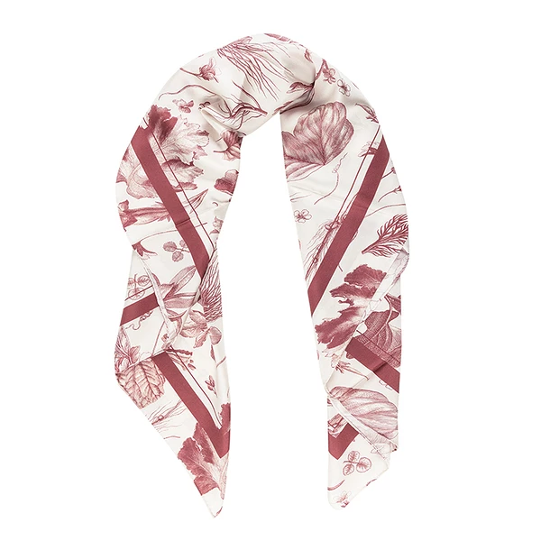 Carré De Soie Rouge Herbier Du Roi - Maison Baluchon – Image 3