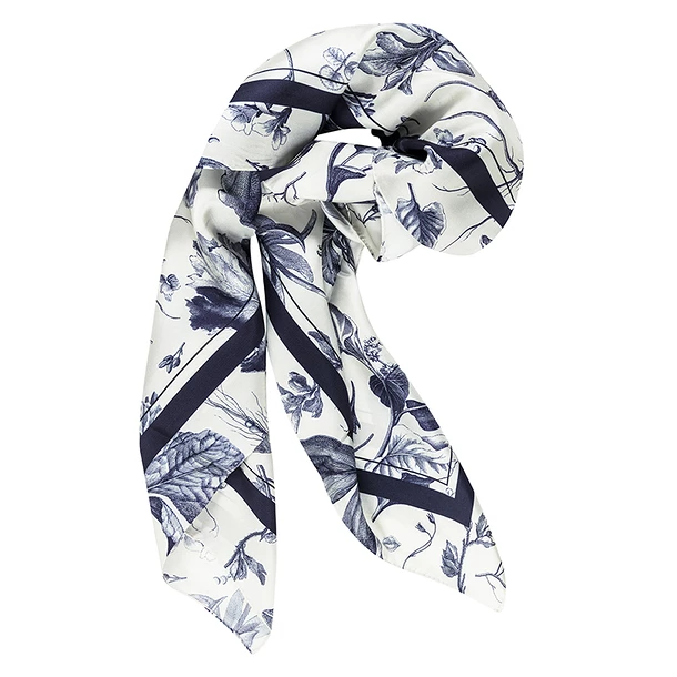 Carré De Soie Bleu Herbier Du Roi - Maison Baluchon – Image 2