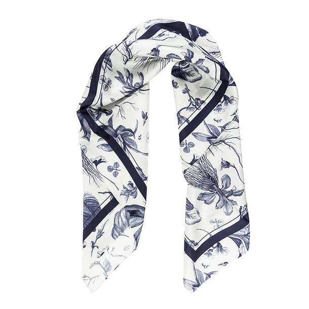 Carré De Soie Bleu Herbier Du Roi - Maison Baluchon – Image 3