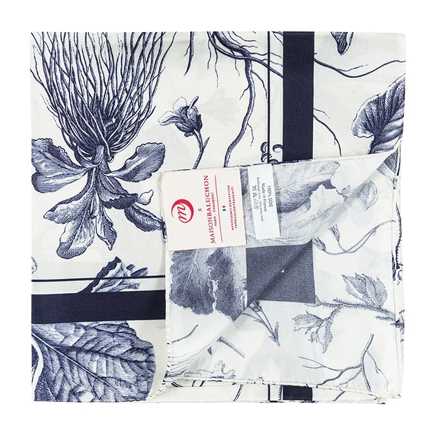 Carré De Soie Bleu Herbier Du Roi - Maison Baluchon – Image 5