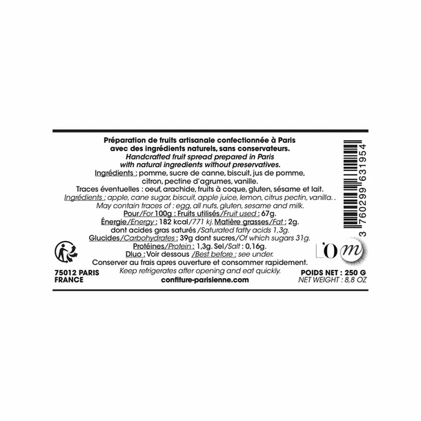 Confiture Musée De L'Orangerie Pommes Et Biscuits 250 Grs - Paul Cézanne - Confiture Parisienne – Image 3