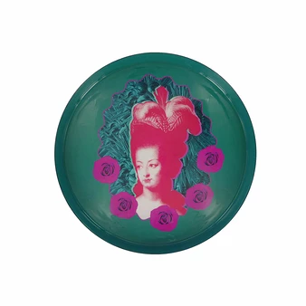 Plateau Marie-Antoinette Pop Bleu Canard - ⌀ 33 Cm