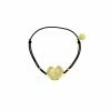 Bracelet élastique Noir Avec Nymphéa Doré - Les Cleias