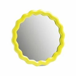 Miroir Rond Zigzag Jaune - Ø 17.5 Cm