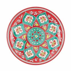 Plat En Céramique Fleur Rouge /turquoise - Ø 30cm - La Maison Ottomane