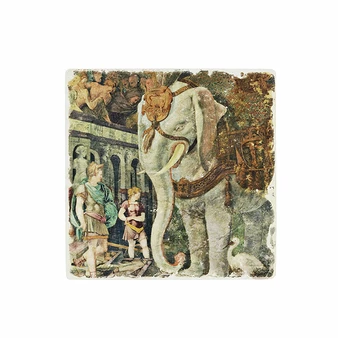 Dessous De Verre En Marbre Rosso Fiorentino - L' Éléphant Royal - 10 X 10 Cm