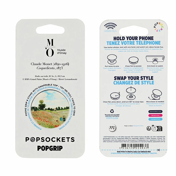 Poignée/support Pour Téléphone Claude Monet - Coquelicots - PopSockets – Image 3