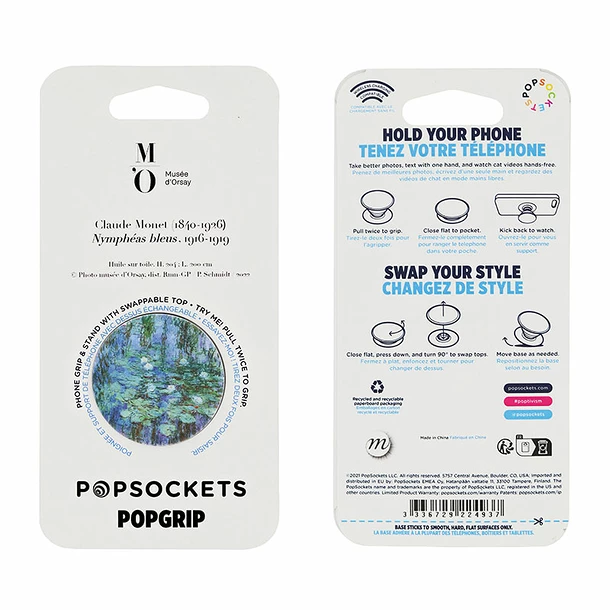 Poignée/support Pour Téléphone Claude Monet - Nymphéas Bleus - PopSockets – Image 3