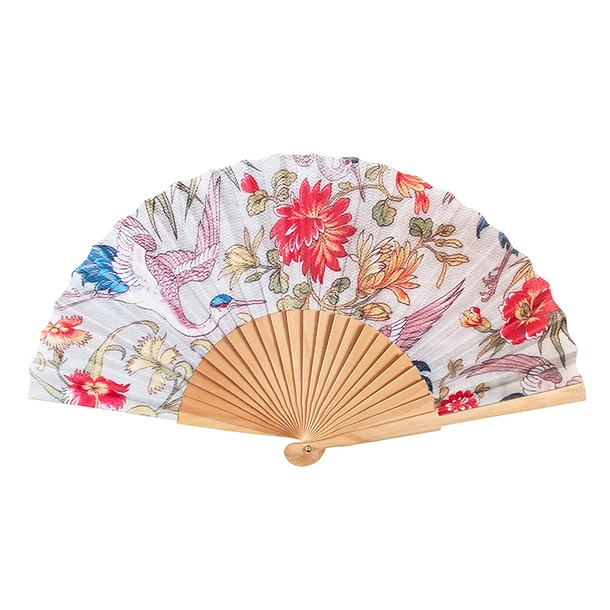 Éventail Coupon De Tissus à Décor De Cigogne, 1893