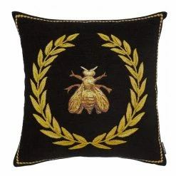 Housse De Coussin Abeille - Fonds Noir - Jules Pansu - 45 X 45 Cm