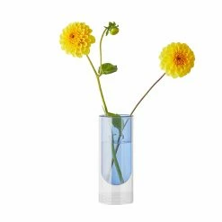 Vase En Forme De Tube Bleu 16 Cm